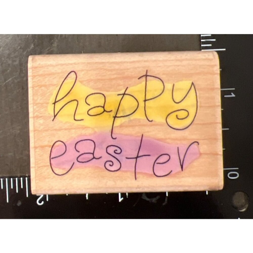 Happy Easter Wood Mounted Rubber Stamp Inkadinkado 96637-MM